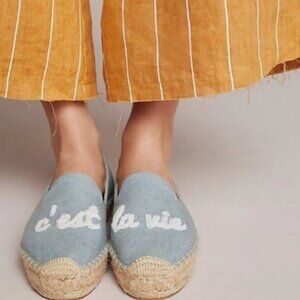 Soludos C’est La Vie Smoking Slipper Espadrilles Light blue/grey Sz 8.5